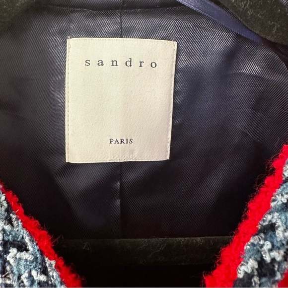 SANDRO  Vanessa Tweed Crop Jacket in red size S - Picture 6 of 6
